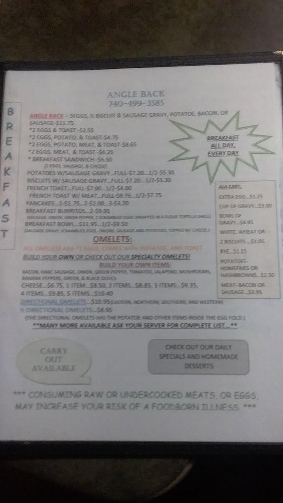 Angle Back Just One More Llc Menu image 1