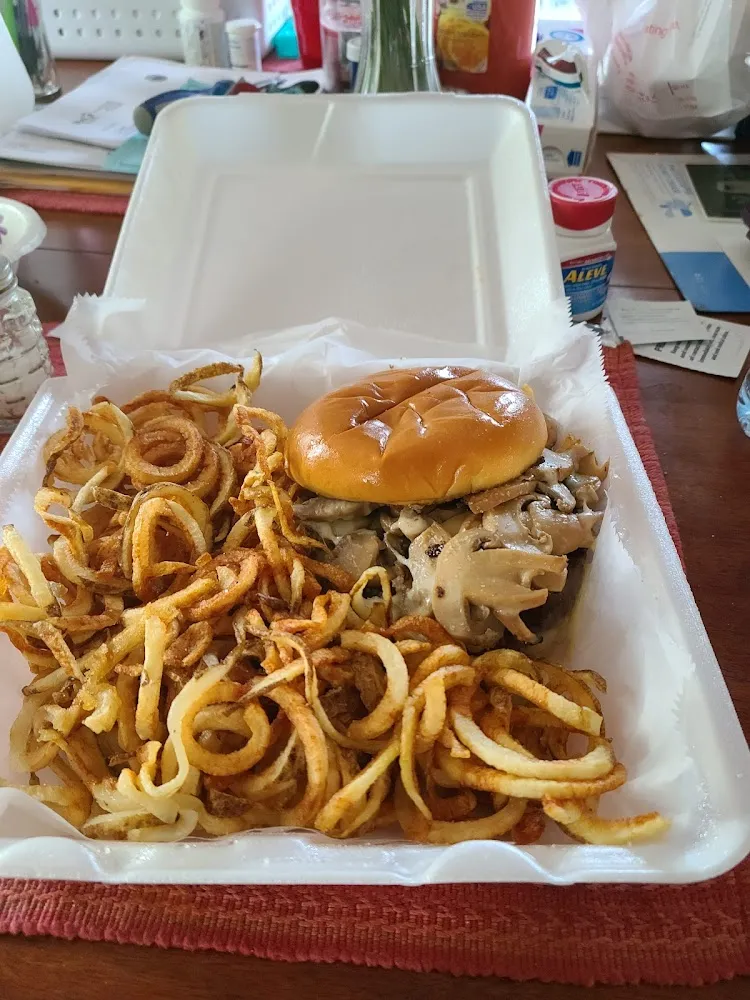 Mushrooms Burger and Fries